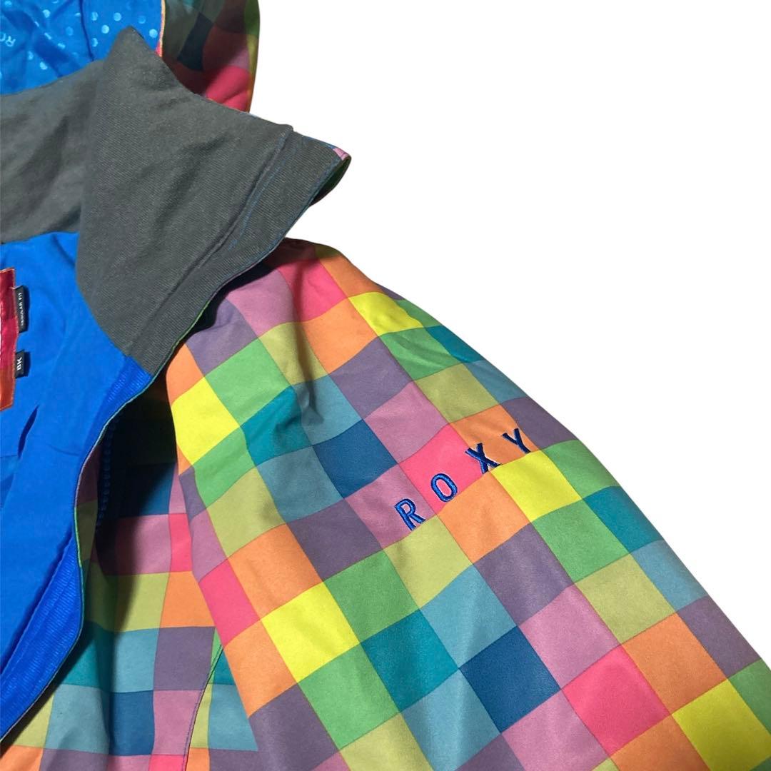 ROXY スキーウェア　上下セット　マルチカラー　チェック柄　イエロー　Mサイズ