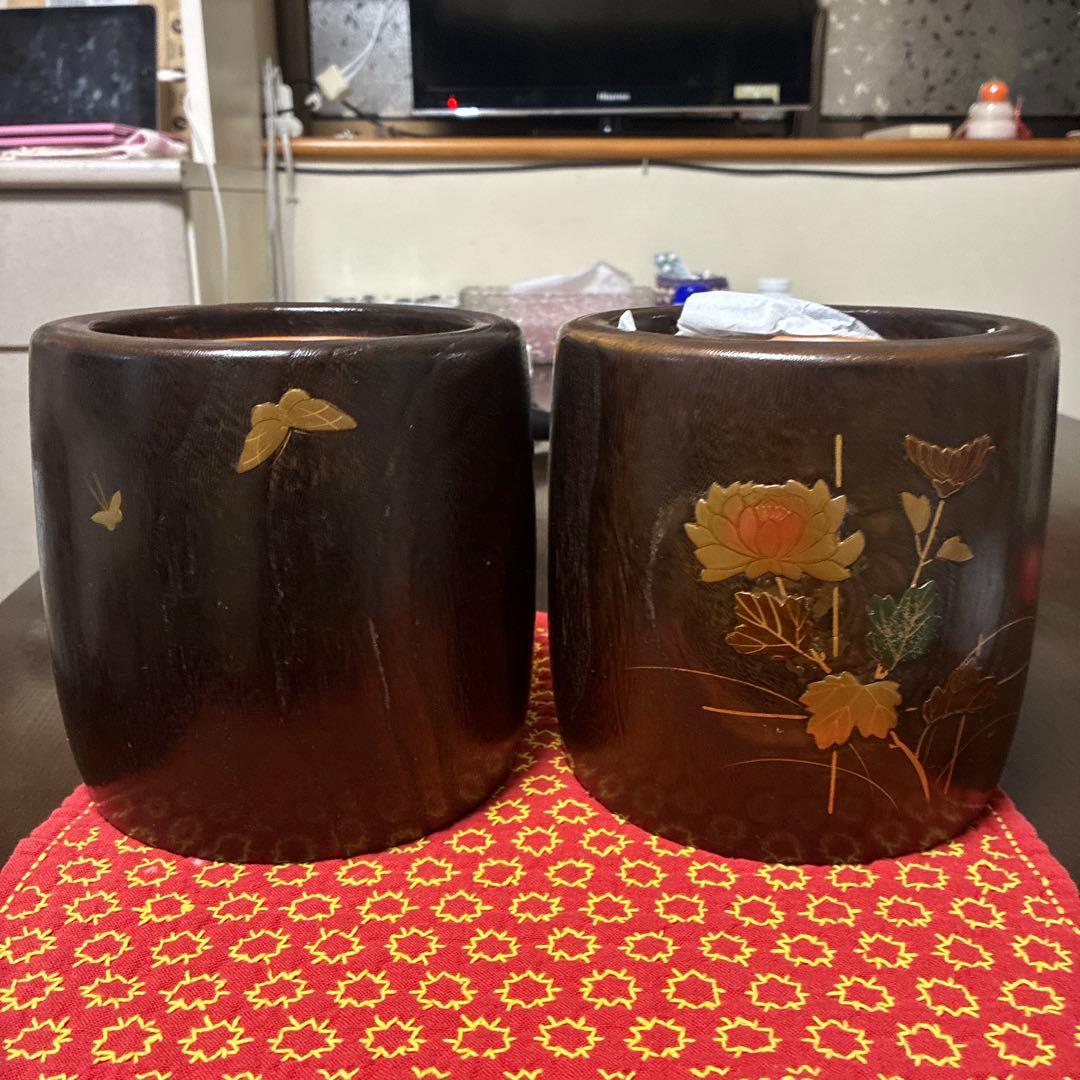 茶道具　桐　蒔絵　火鉢　手あぶり　二個セット
