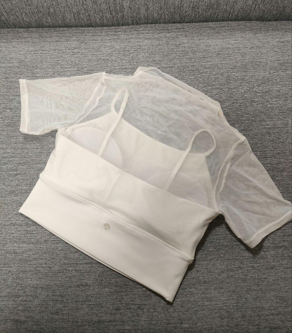 ㉘【美品】SUKALAスカーラ ヨガウェア メッシュトップス M アイボリー