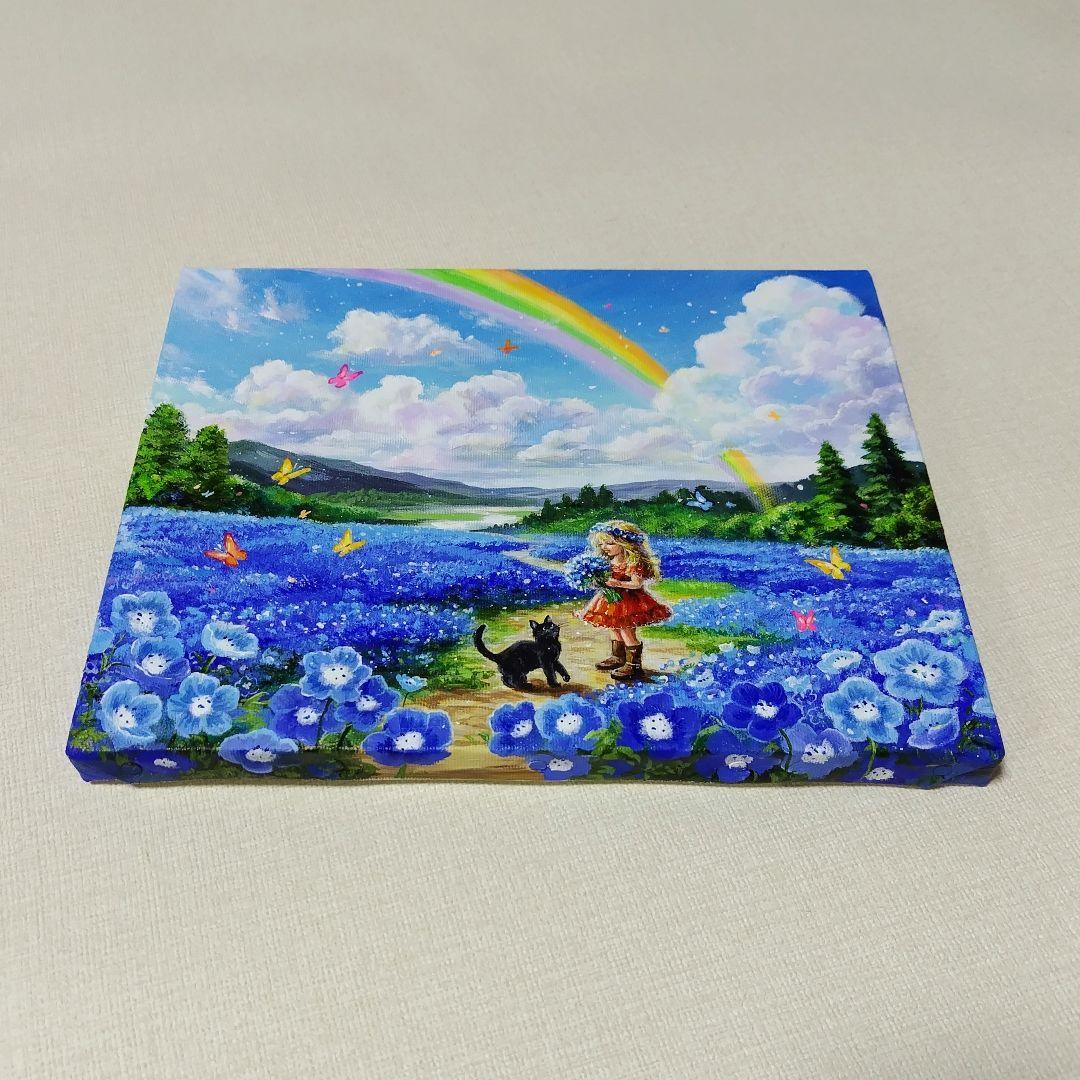 K*Z様 【青い花が輝く日】アクリル画 F3 風景画 絵画