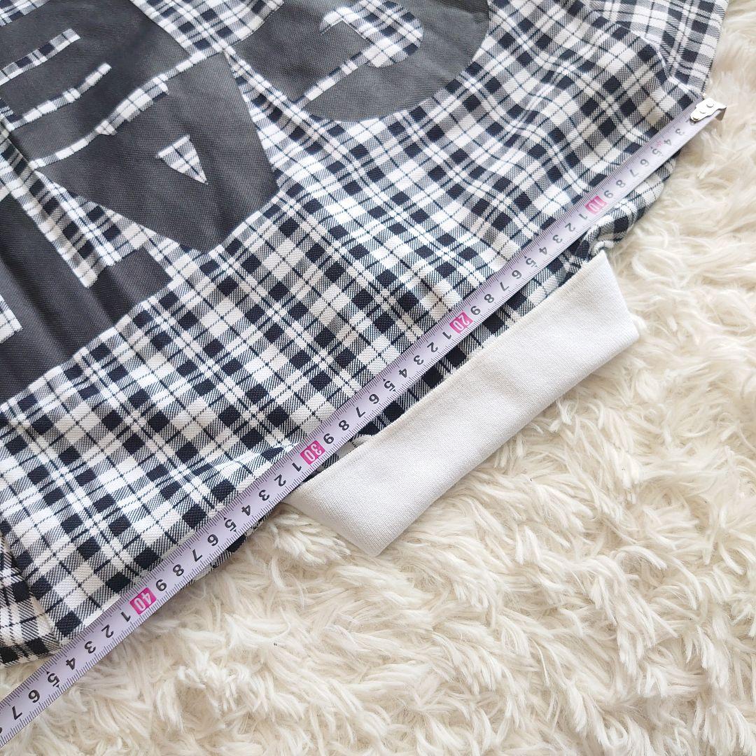 【美品】パーリーゲイツ チェック柄 ロゴ刺繍 ポロシャツ ゴルフ 半袖 L