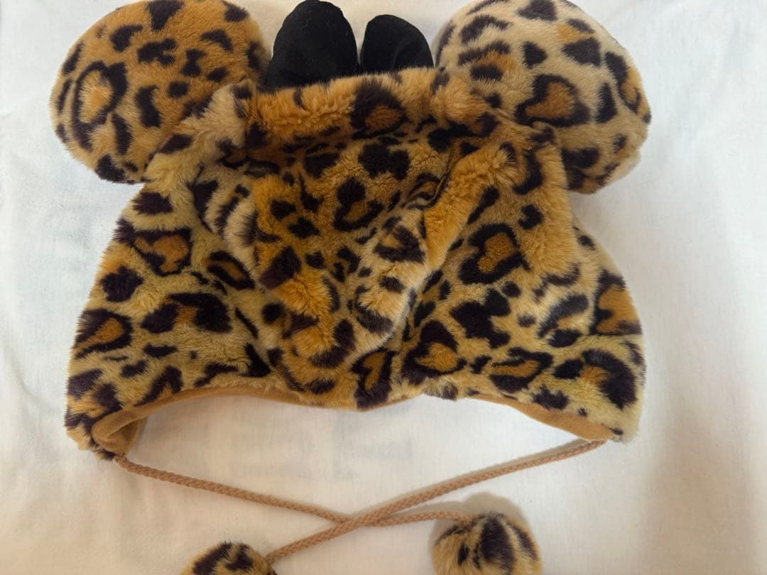 【美品・バラ売り可】Disney 旧 ヒョウ柄 ファンキャップ 茶 ピンク