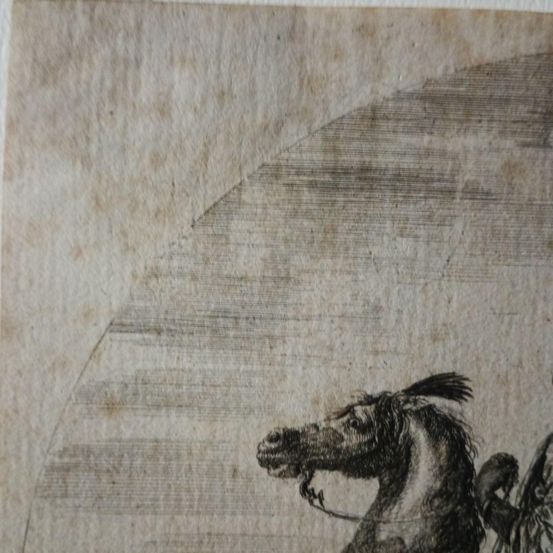 お値下げ　額装品　1640年頃　ステファノ・デラ・ベッラ　騎乗の戦士　稀少作品