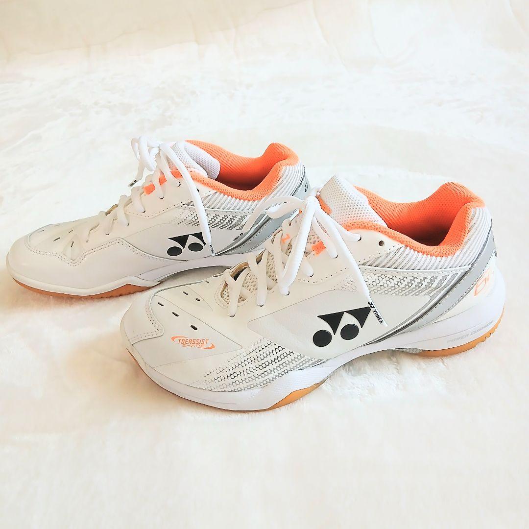 YONEX バドミントンシューズ 24.5cm ホワイト/オレンジ