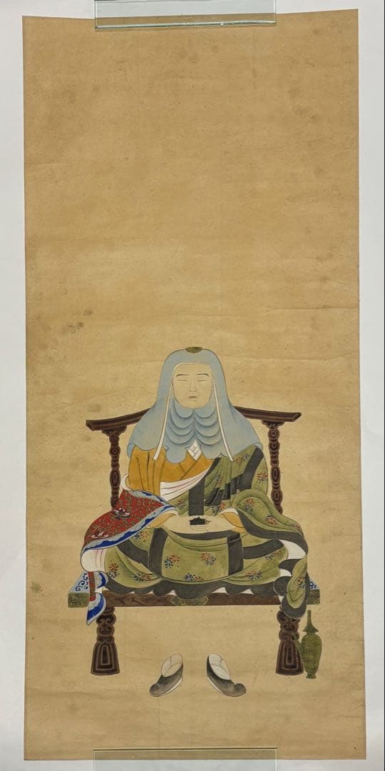 「伝教大師坐像図」彩色木版画 1枚|最澄 天台大師 天台宗 仏画 江戸時代