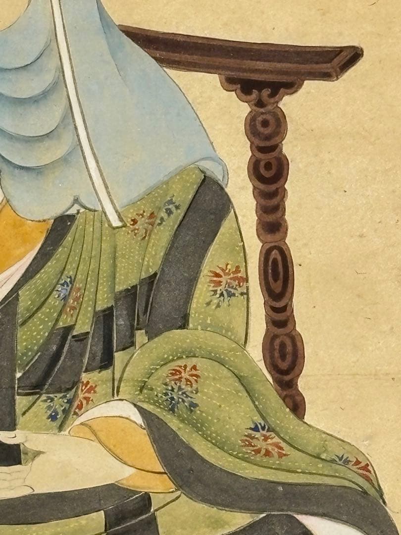 「伝教大師坐像図」彩色木版画 1枚|最澄 天台大師 天台宗 仏画 江戸時代