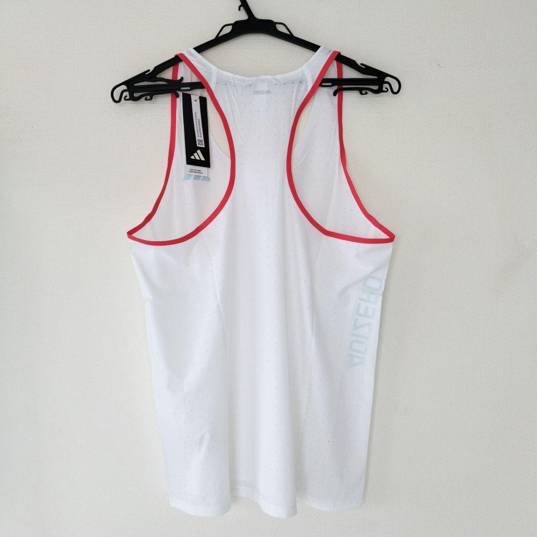 adidas ADIZERO シングレット ホワイト/レッド