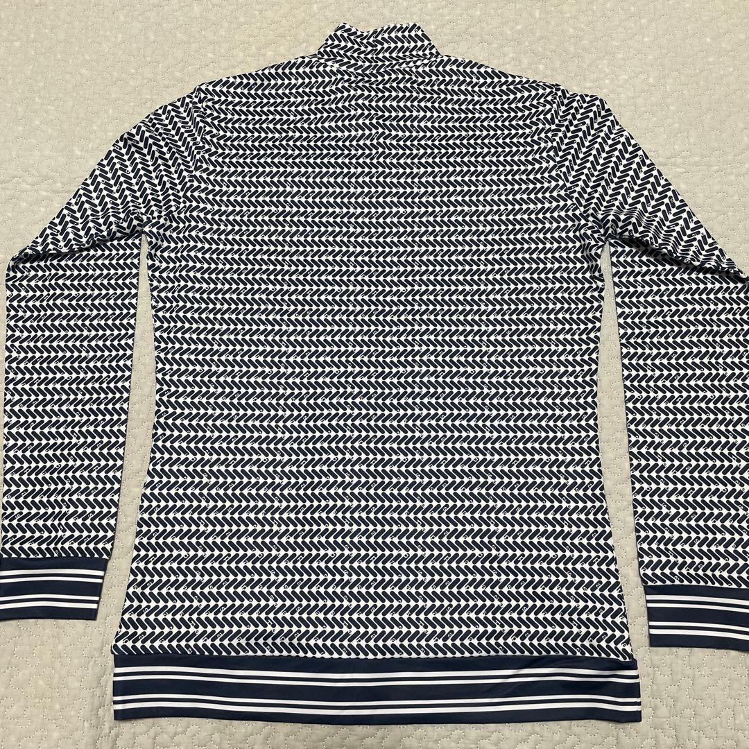 美品 and per se アンパスィ 長袖 モックネックシャツ Lサイズ 総柄