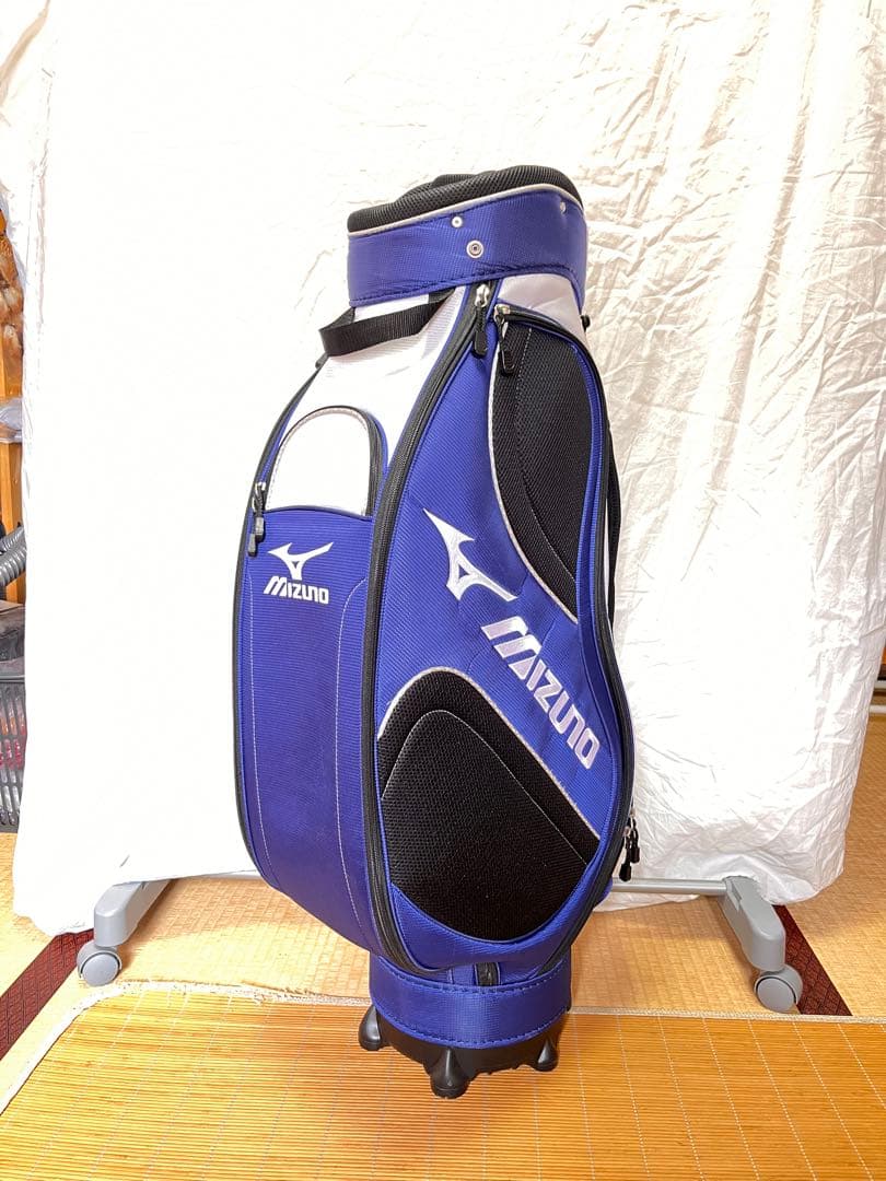【ほぼ未使用】MIZUNO ゴルフバッグ キャディバッグ ブルー×ホワイト