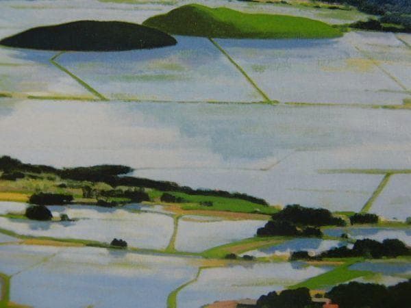大森 祥吾 【田植李の阿蘇】 希少画集画、状態良好、新品高級額装付