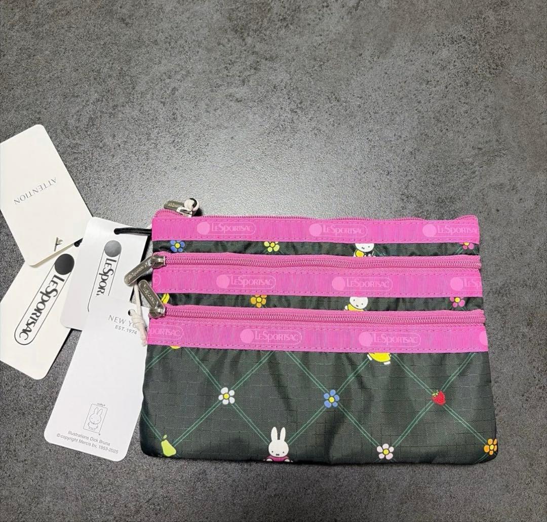 レスポートサック ミッフィー 3連ポーチ コスメポーチ ブラック ピンク