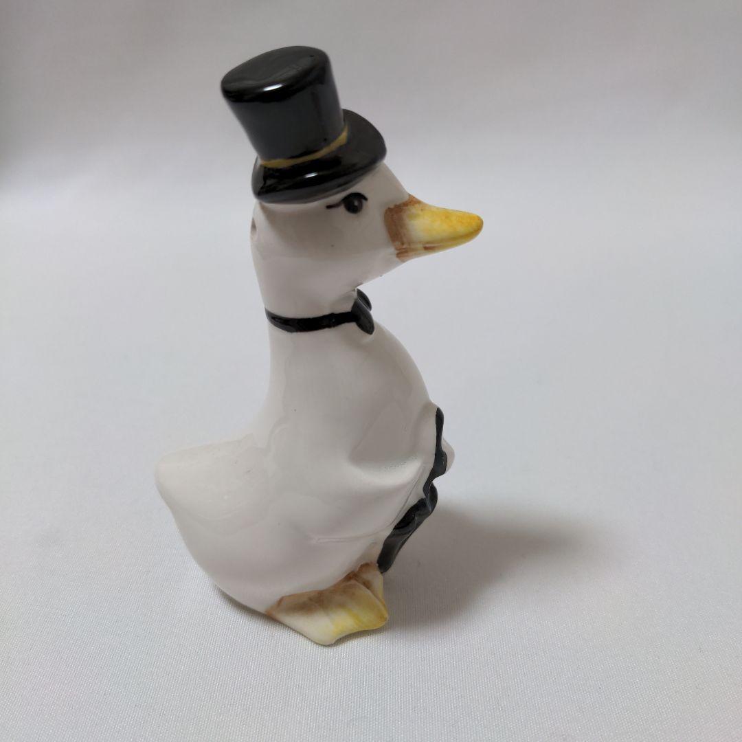 アヒルのカップル 陶器フィギュア 2個セット 昭和レトロ
