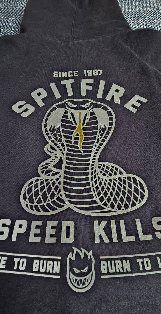 SPITFIRE WHEELS Zip Hoody NAVY弱フェード Mサイズ