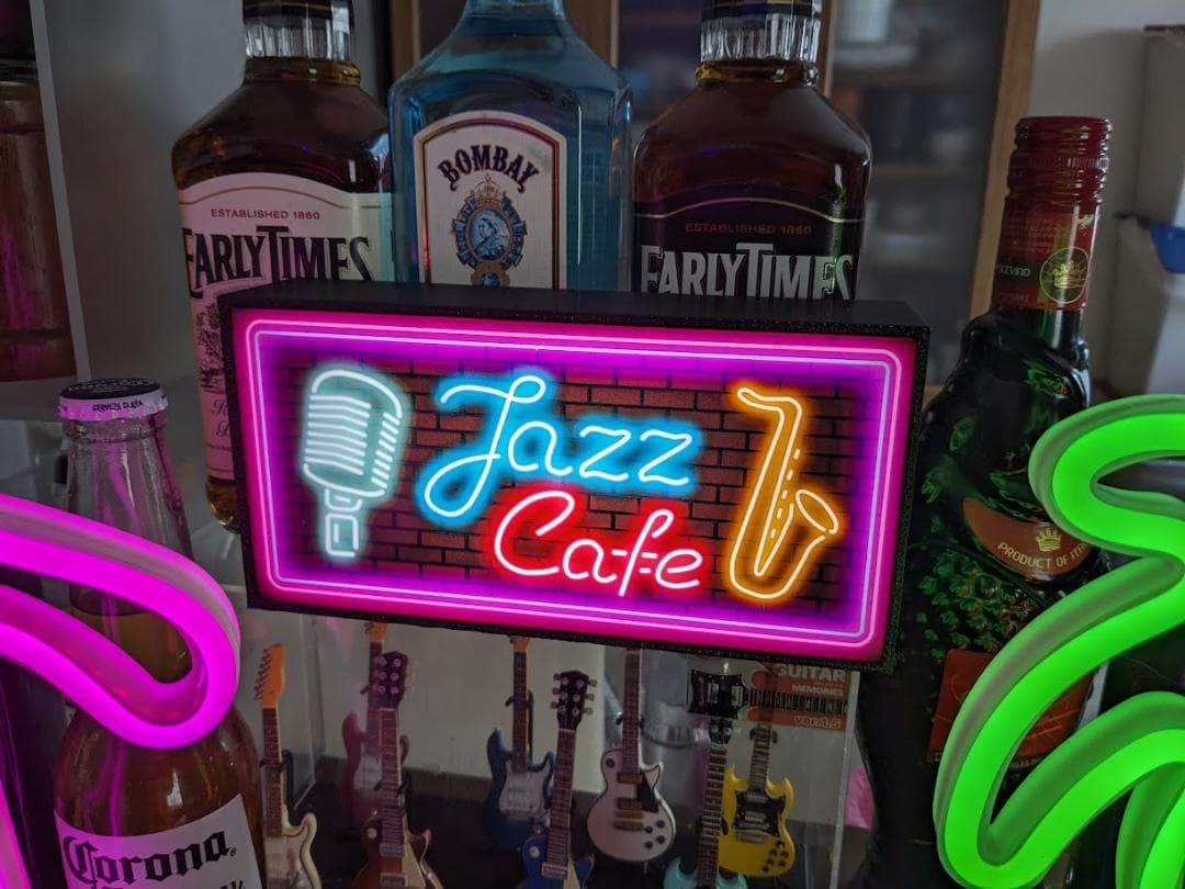 ジャズ カフェ ジャズ喫茶 サックス ライブバー 看板 置物 雑貨 ライトBOX