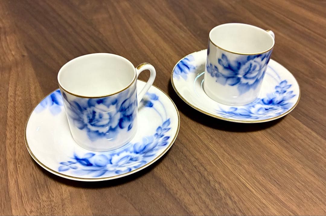 【約90年前のヴィンテージ・極美品】光陽陶器　手描き　デミタスカップ＆ソーサー