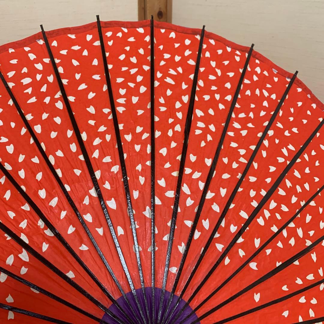 舞踊傘 赤色 桜吹雪　2本セット　蛇の目傘　日本舞踊　踊り　和傘　収納袋付き