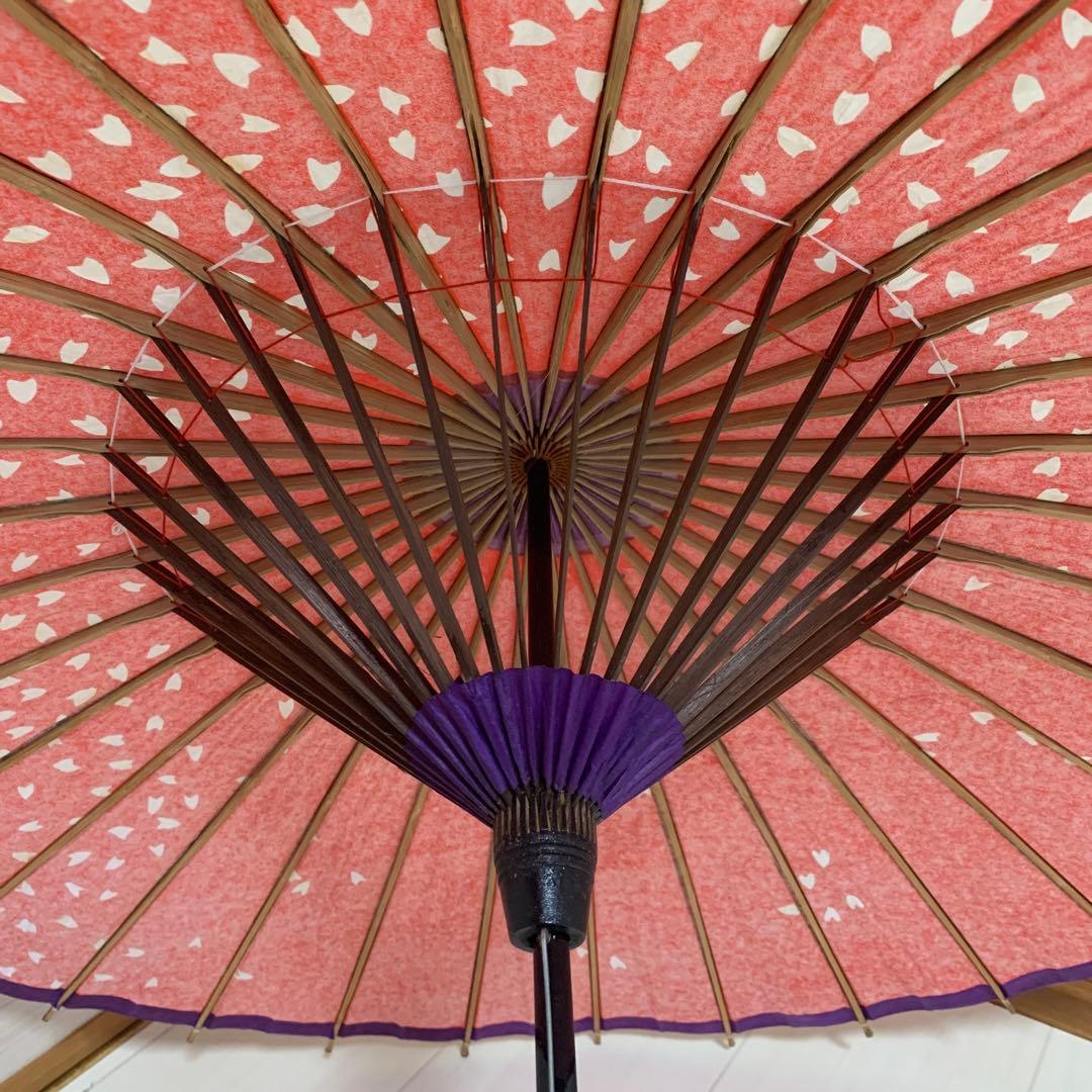 舞踊傘 赤色 桜吹雪　2本セット　蛇の目傘　日本舞踊　踊り　和傘　収納袋付き