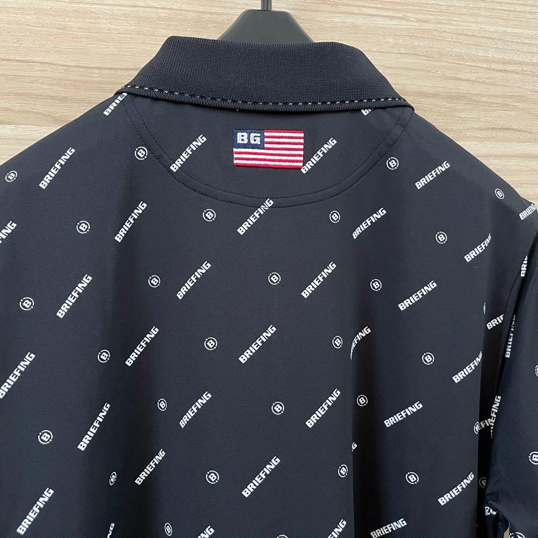 新品★23,100円 黒M BRIEFINGゴルフ ポロシャツ ロゴ総柄