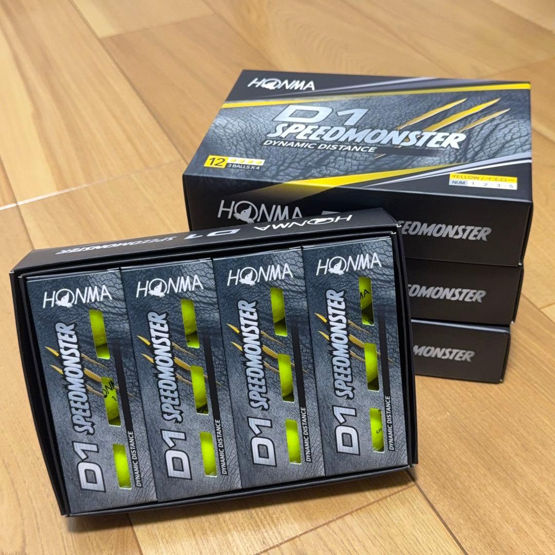【新品】HONMA ゴルフボール D1 黄色SPEEDMONSTER 4ダース