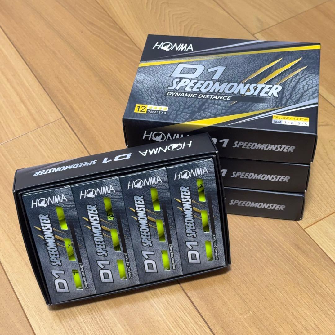 【新品】HONMA ゴルフボール D1 黄色SPEEDMONSTER 4ダース