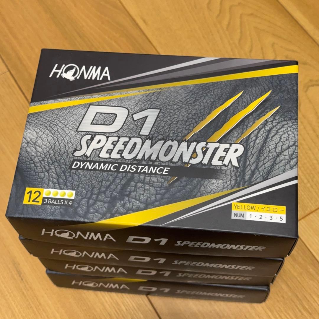 【新品】HONMA ゴルフボール D1 黄色SPEEDMONSTER 4ダース