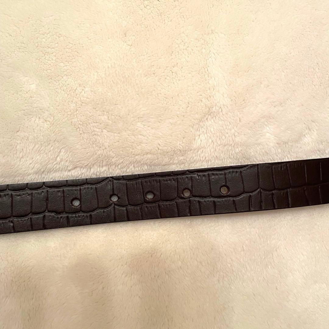 MARK&LONA ブラウンレザーベルト ピンクゴールドバックル