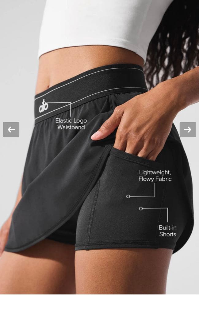 ALO yoga Match Point Tennis Skirt 黒 Sサイズ