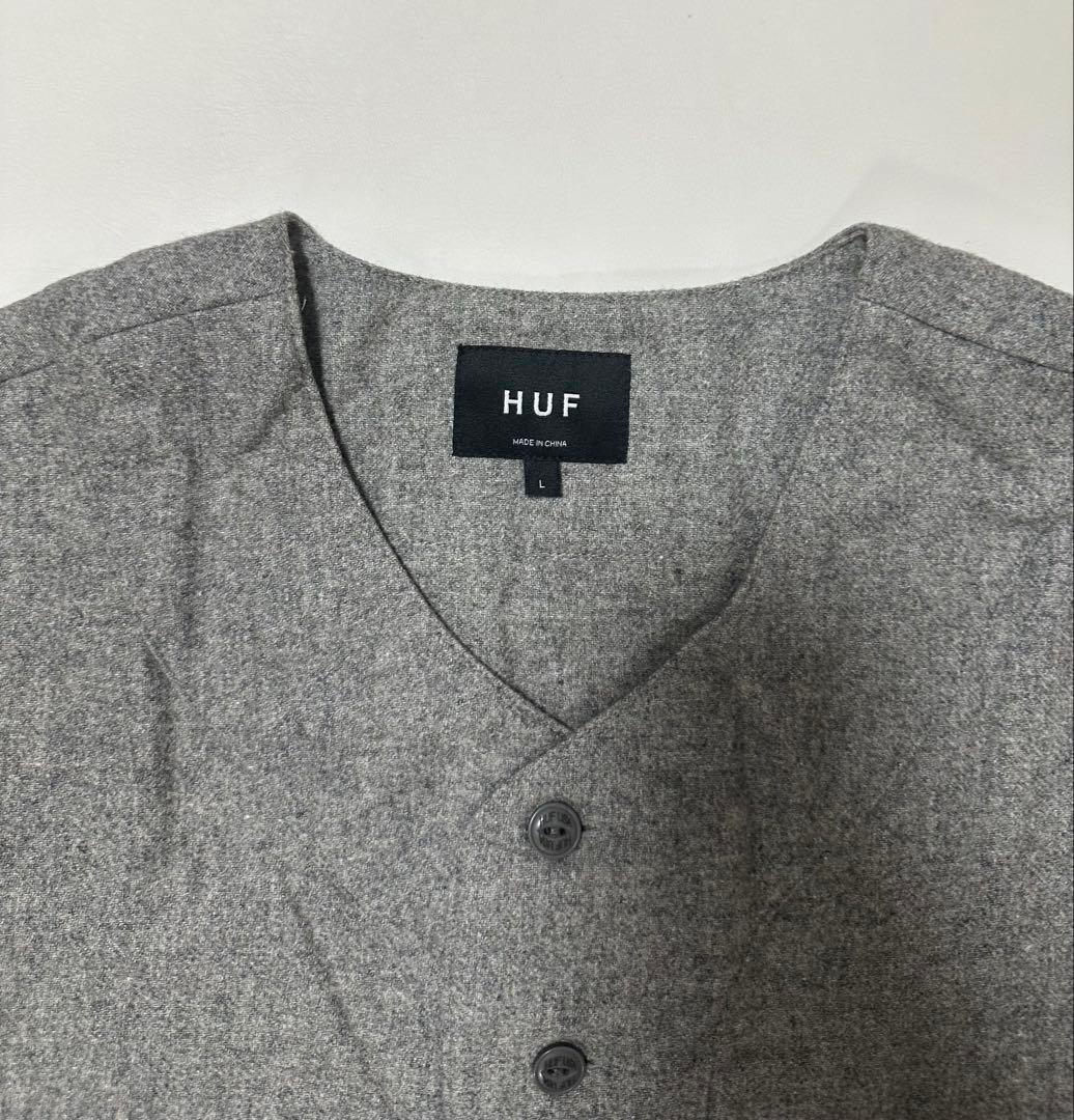 HUF THRASHER ボタン付きシャツ グレー　Lサイズ