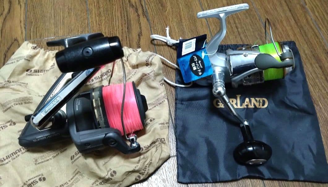 【投げ釣りセット】投げ竿と　シマノsuperAEROリール、その他メーカー品