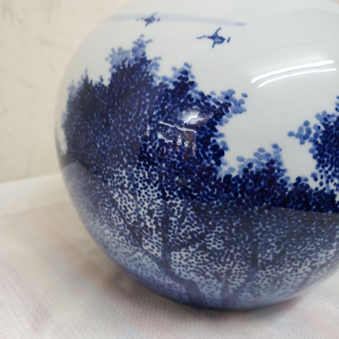 蔵出し特価　景徳鎮　風景柄　陶器花瓶高さ23cm幅21cm