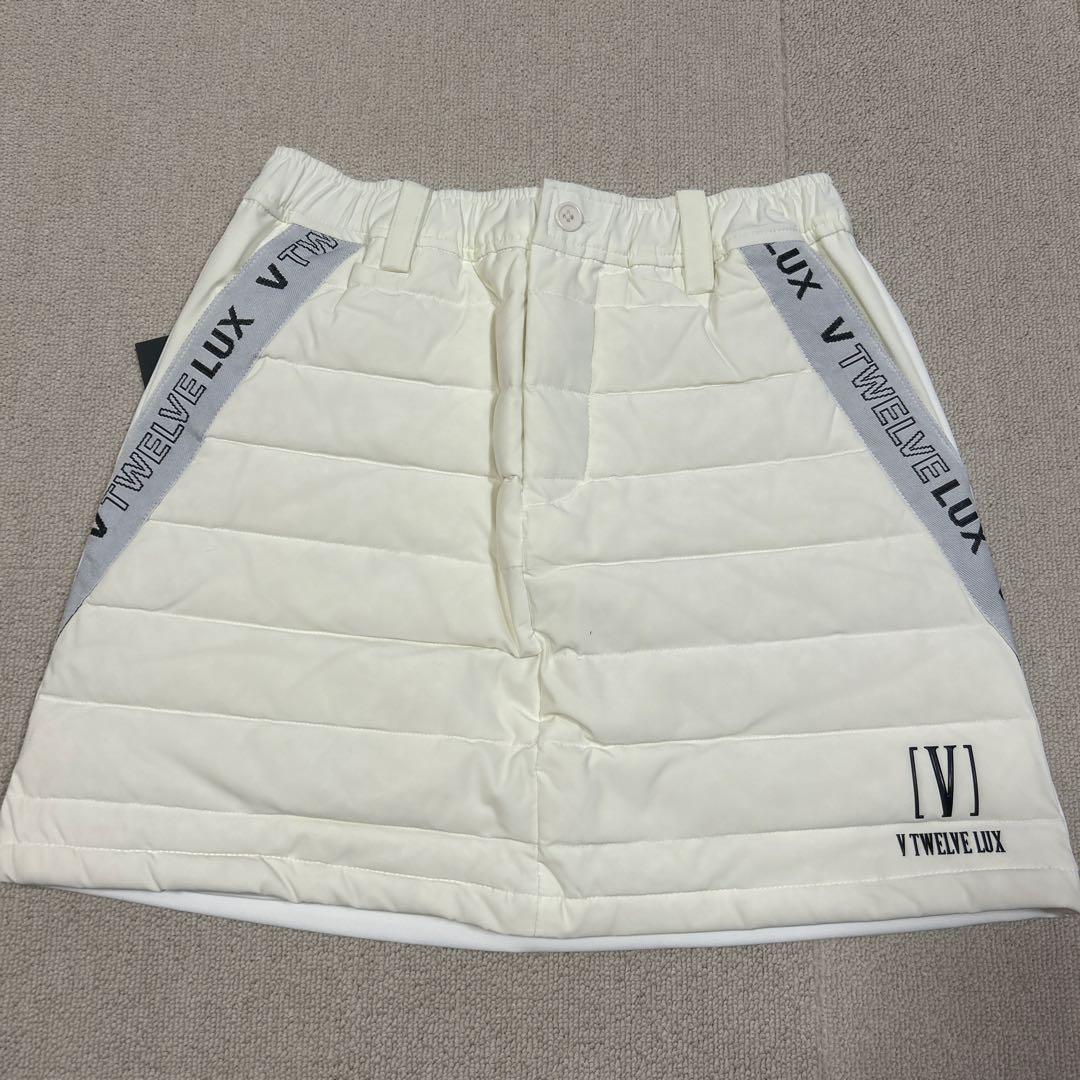 【新品未使用】V12 LUX 中綿 ダウン スカート 白 ゴルフ 防寒