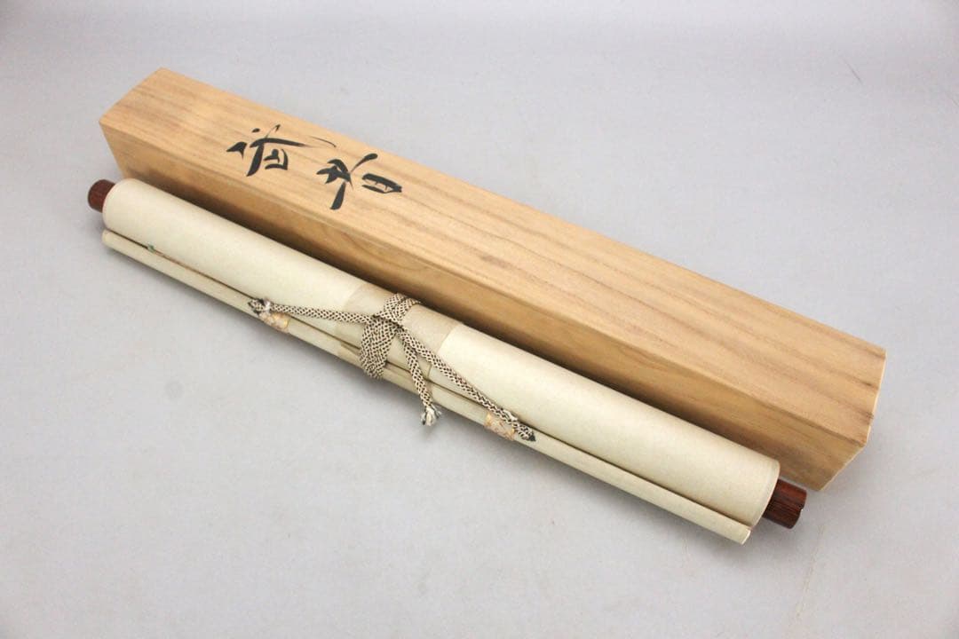 No5946 掛軸　山田邦人　「武者」　絹本着色　共箱　人物　日本画　送料無料