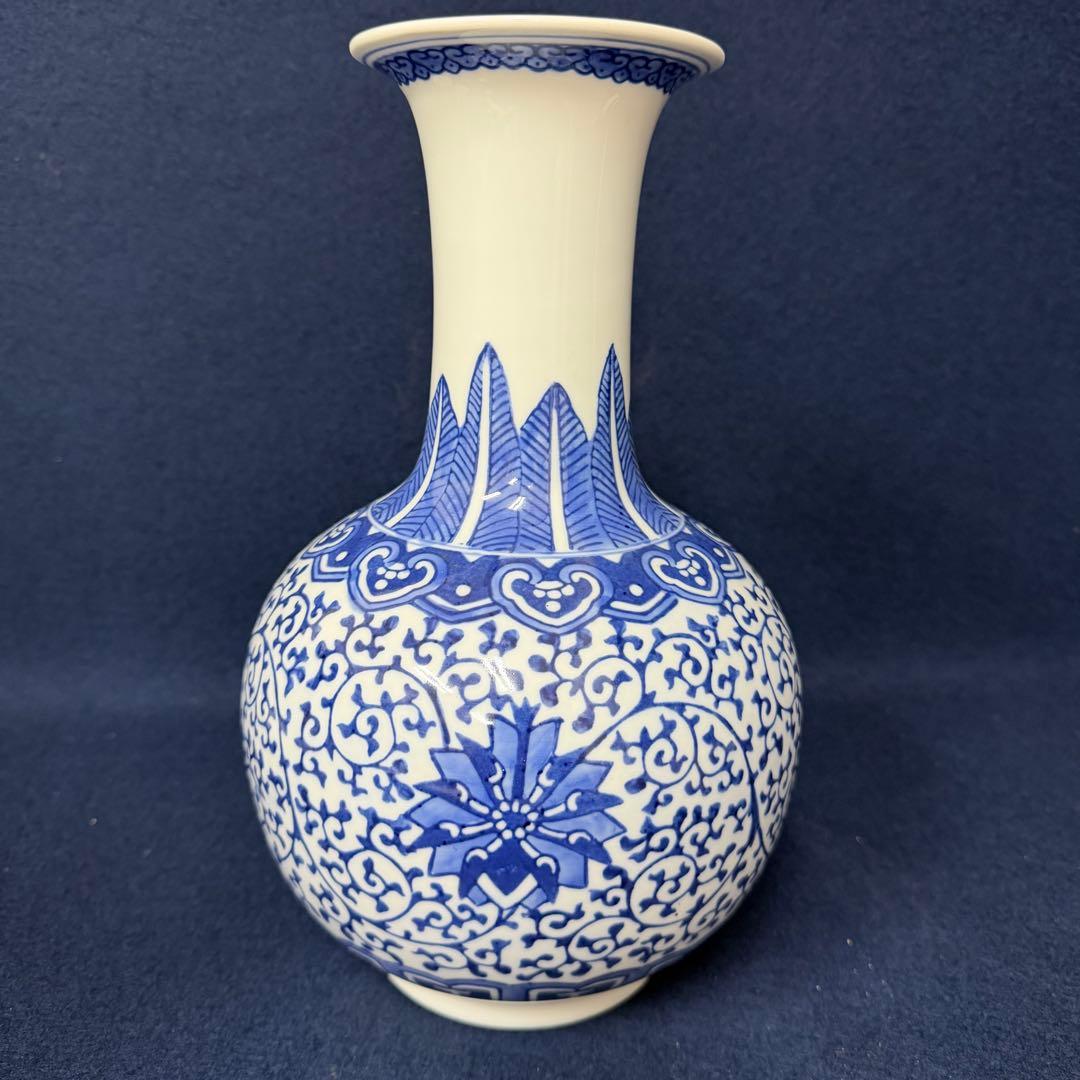 景徳鎮製 花器 花瓶 時代 古玩 当時物 旧家 蔵出 骨董品 高さ約29cm