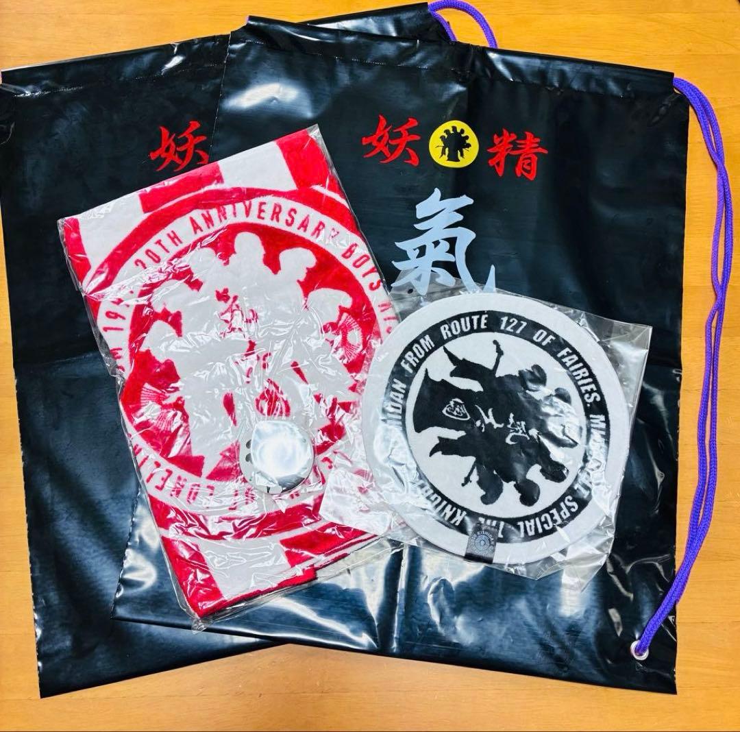 希少　激レア　氣志團 公式グッズミニタオル赤白タオル/缶バッジ/バッグ4点SET