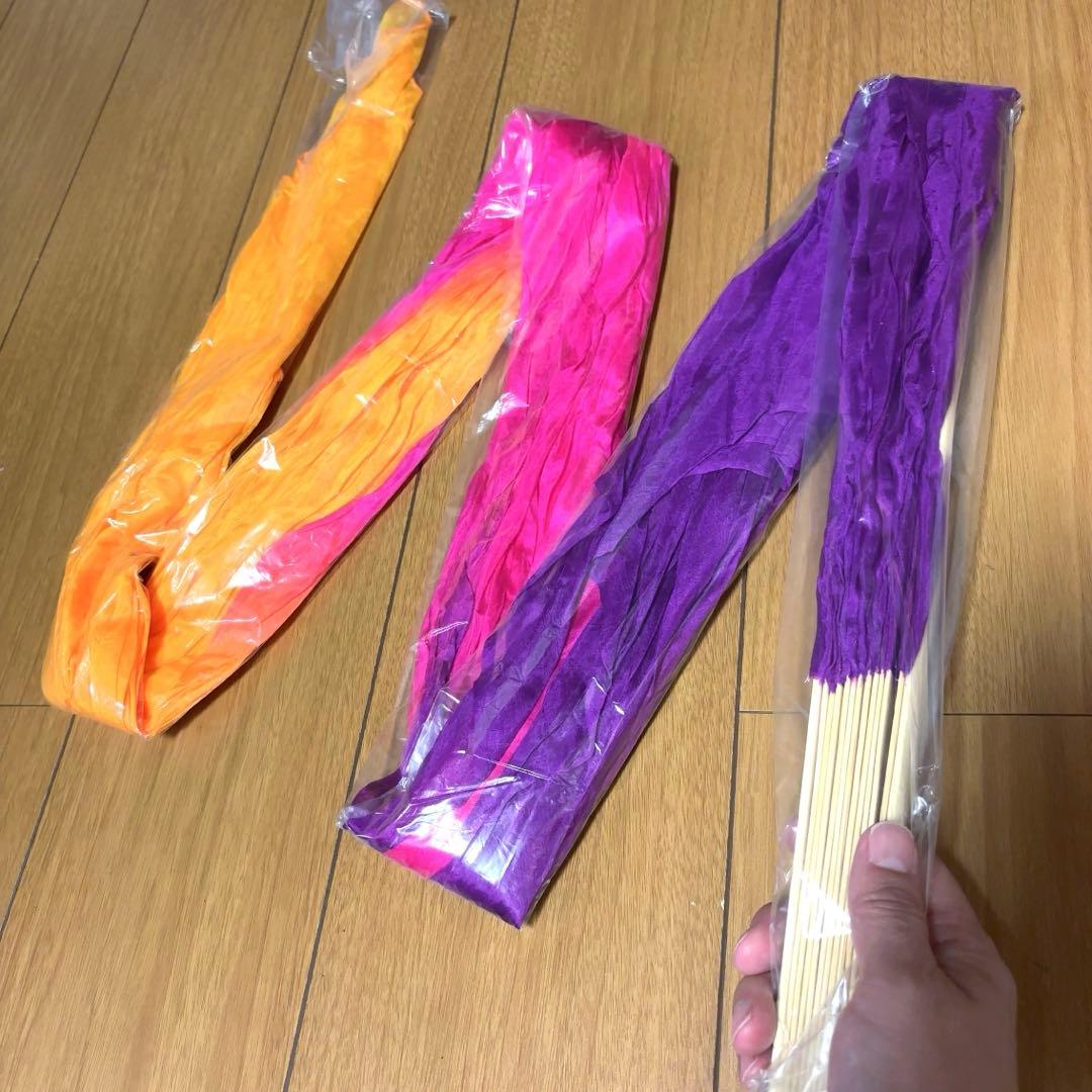 新品★ビッグファンベール★高品質シルク・右手のみ★紫ピンクオレンジ