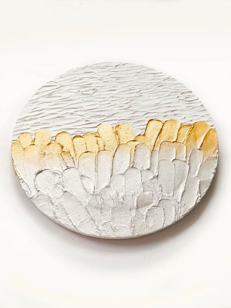 白と金 テクスチャーアート｜30cm｜絵画　大きい　アートパネル　モダン　北欧