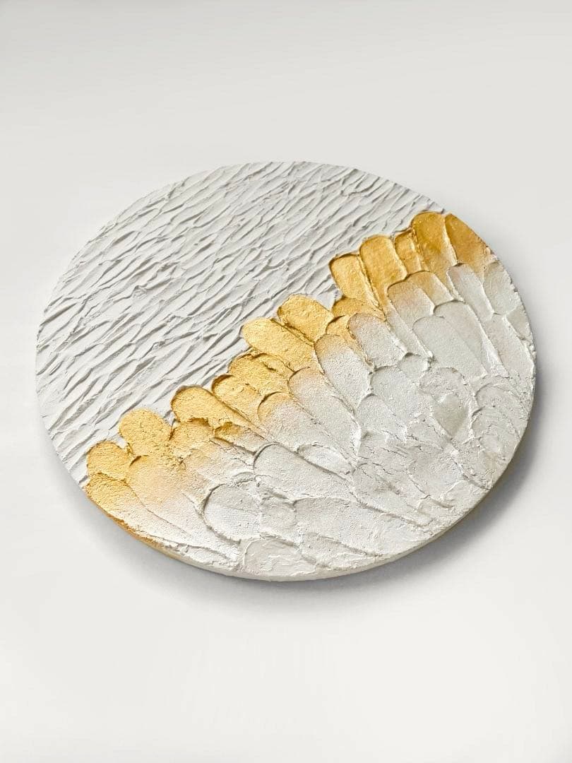 白と金 テクスチャーアート｜30cm｜絵画　大きい　アートパネル　モダン　北欧