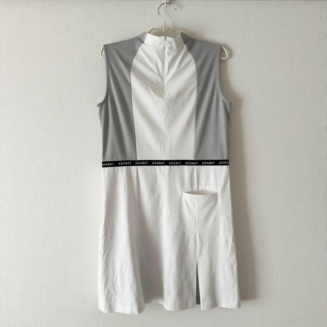 【美品】アダバット レディースゴルフワンピース グレーホワイト
