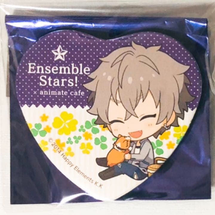 新品★あんスタ★UNDEAD【大神晃牙】アニカフェ★ハート型缶バッジ★2点セット