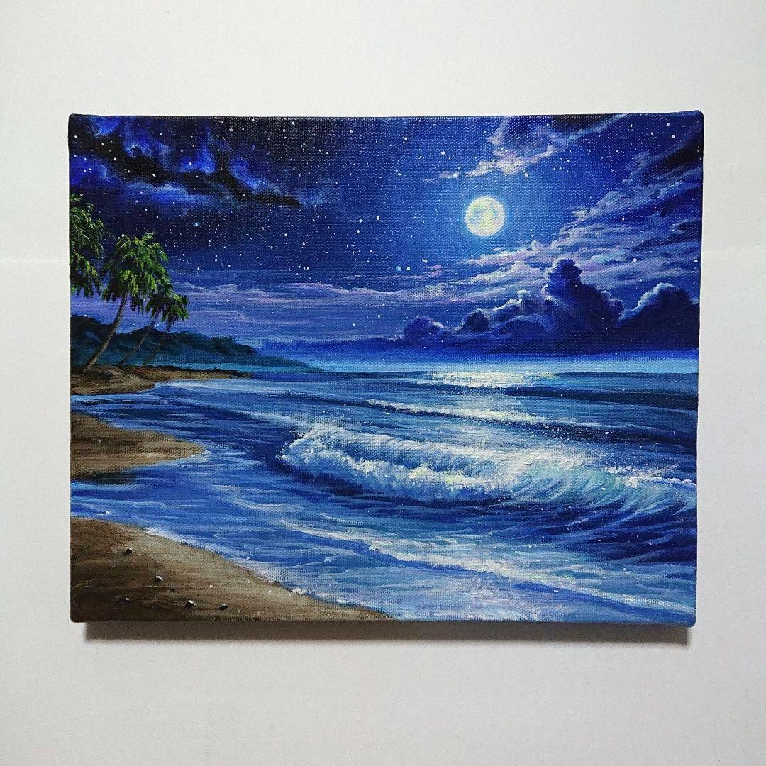 【真夏の夜空】アクリル画 F3 風景画 絵画