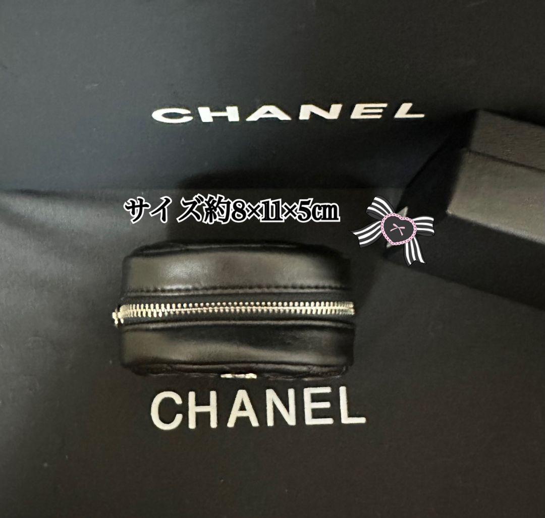 CHANEL ラムスキンレザー キルティングポーチブラック新品