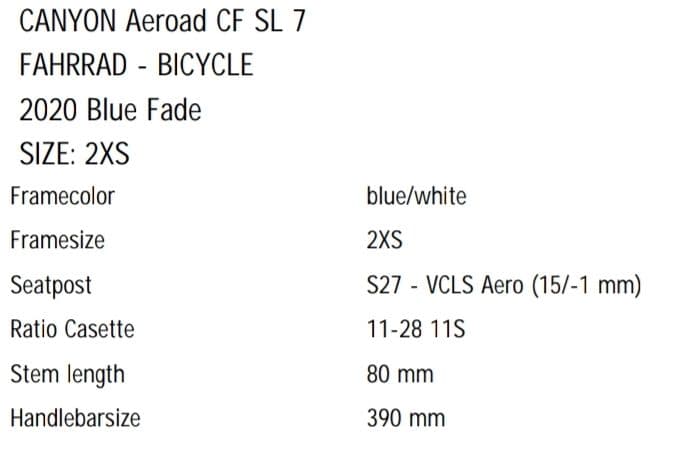 【2月終了】CANYON Aeroad CF SL7 2020モデル