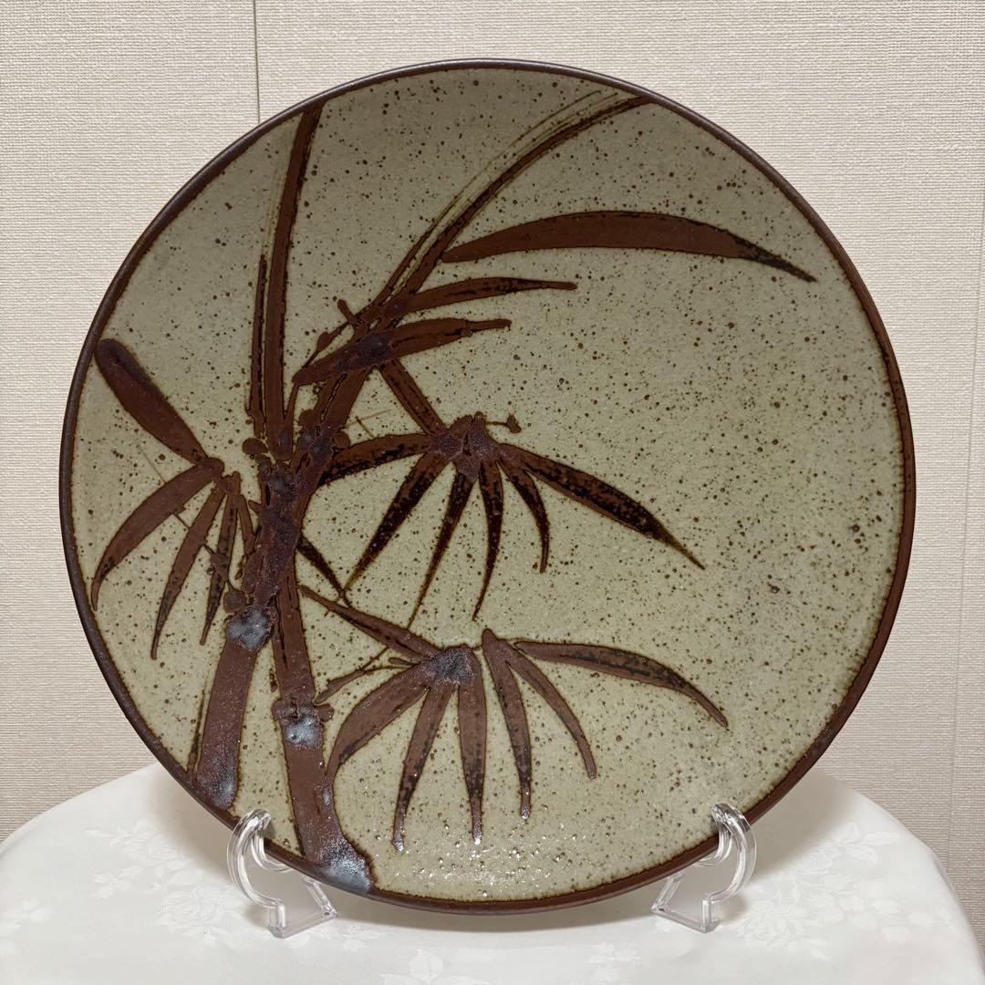 【未使用】益子焼 松竹梅 大皿　絵皿　3枚セット