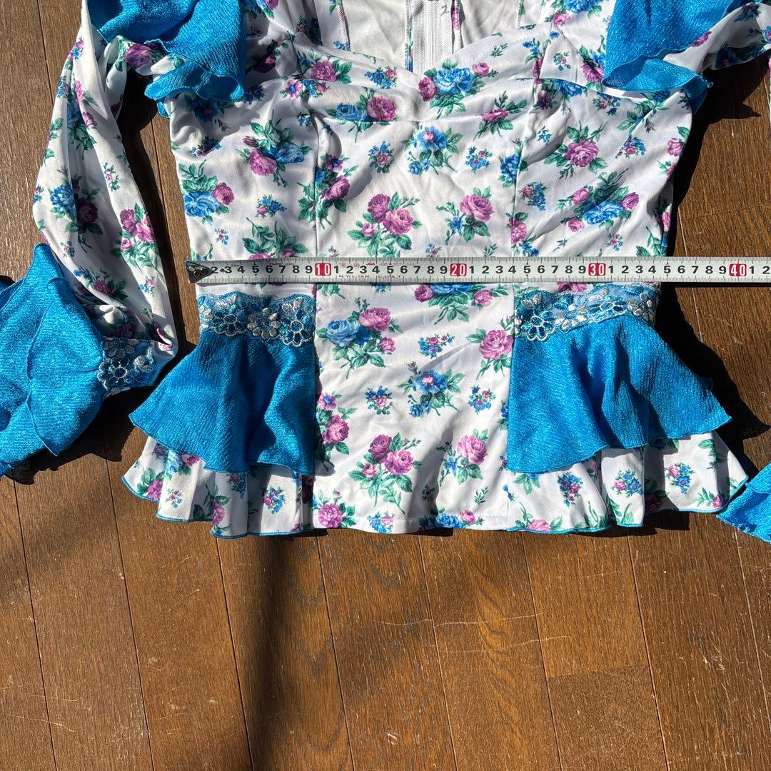 フラメンコドレス 青と白の花柄