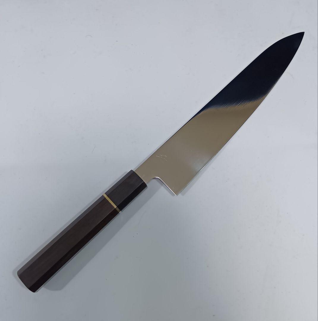 ステン本焼V金10号鋼 全鋼 牛刀 240mm 包丁 VG10 両刃 黒檀八角柄