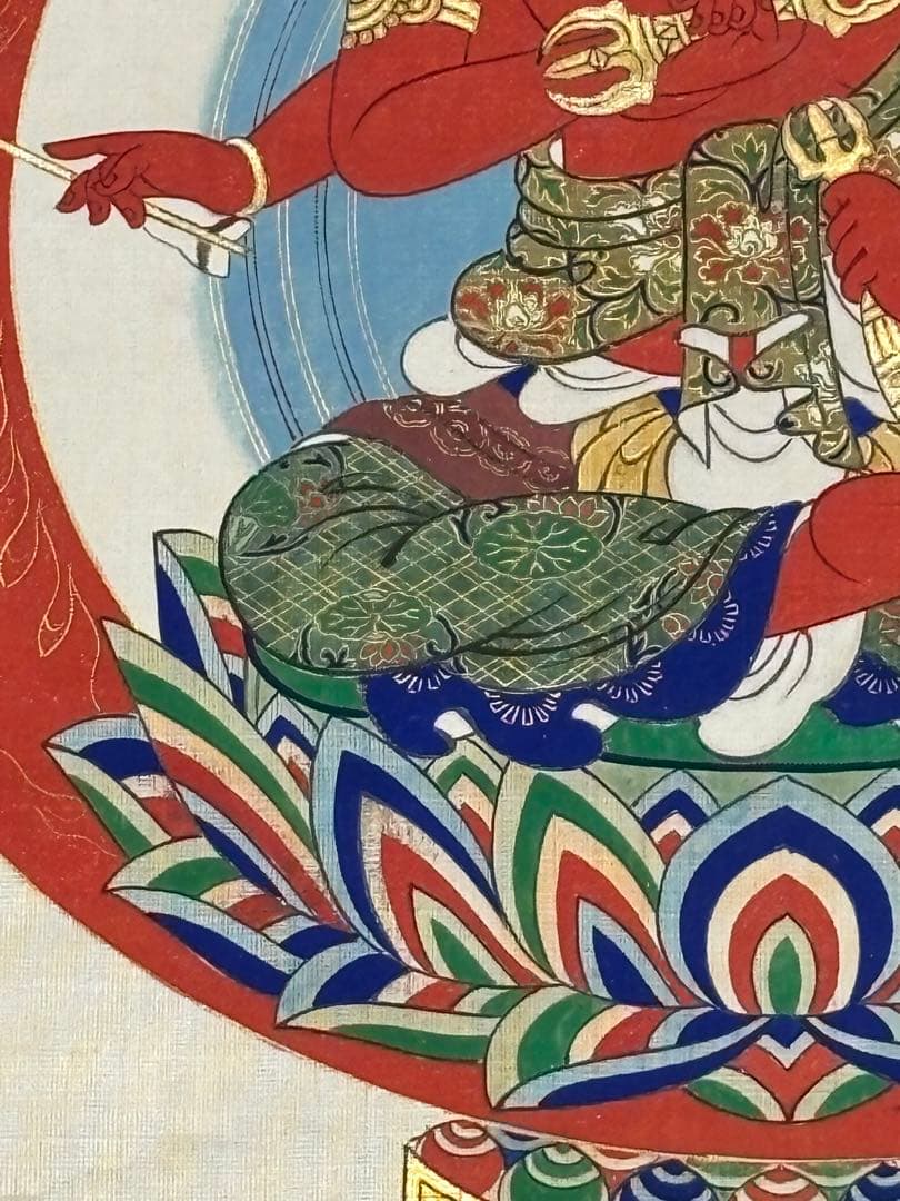 「愛染明王 彩色木版画」1枚|仏像 仏画 仏教美術 江戸時代 木版刷り 真言宗