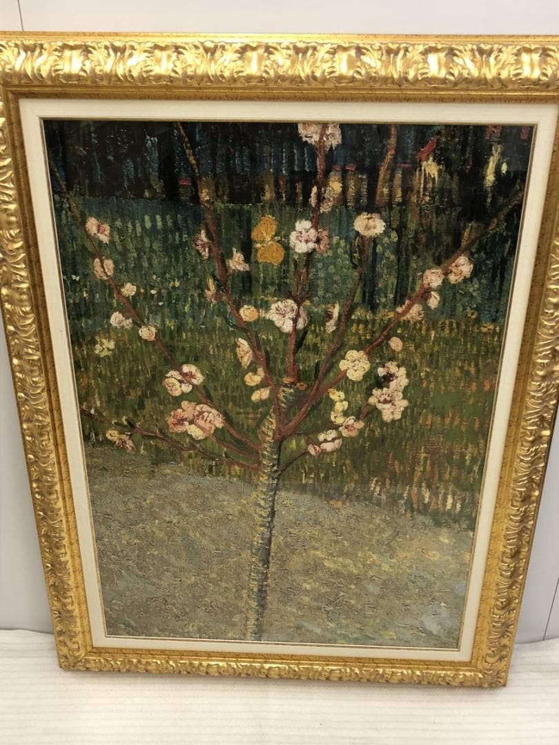 イタリア製　巨大絵画　ゴッホ『花咲くアーモンドの木』　額絵　絵画　アート　パネル