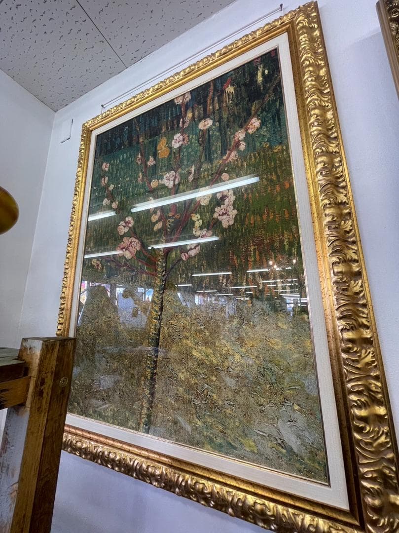 イタリア製　巨大絵画　ゴッホ『花咲くアーモンドの木』　額絵　絵画　アート　パネル