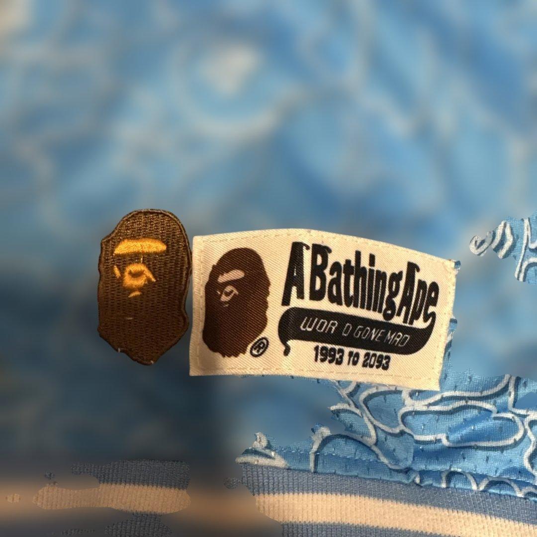 A BATHING APE BAPE バスパン メッシュショーツ 総柄 ブルー