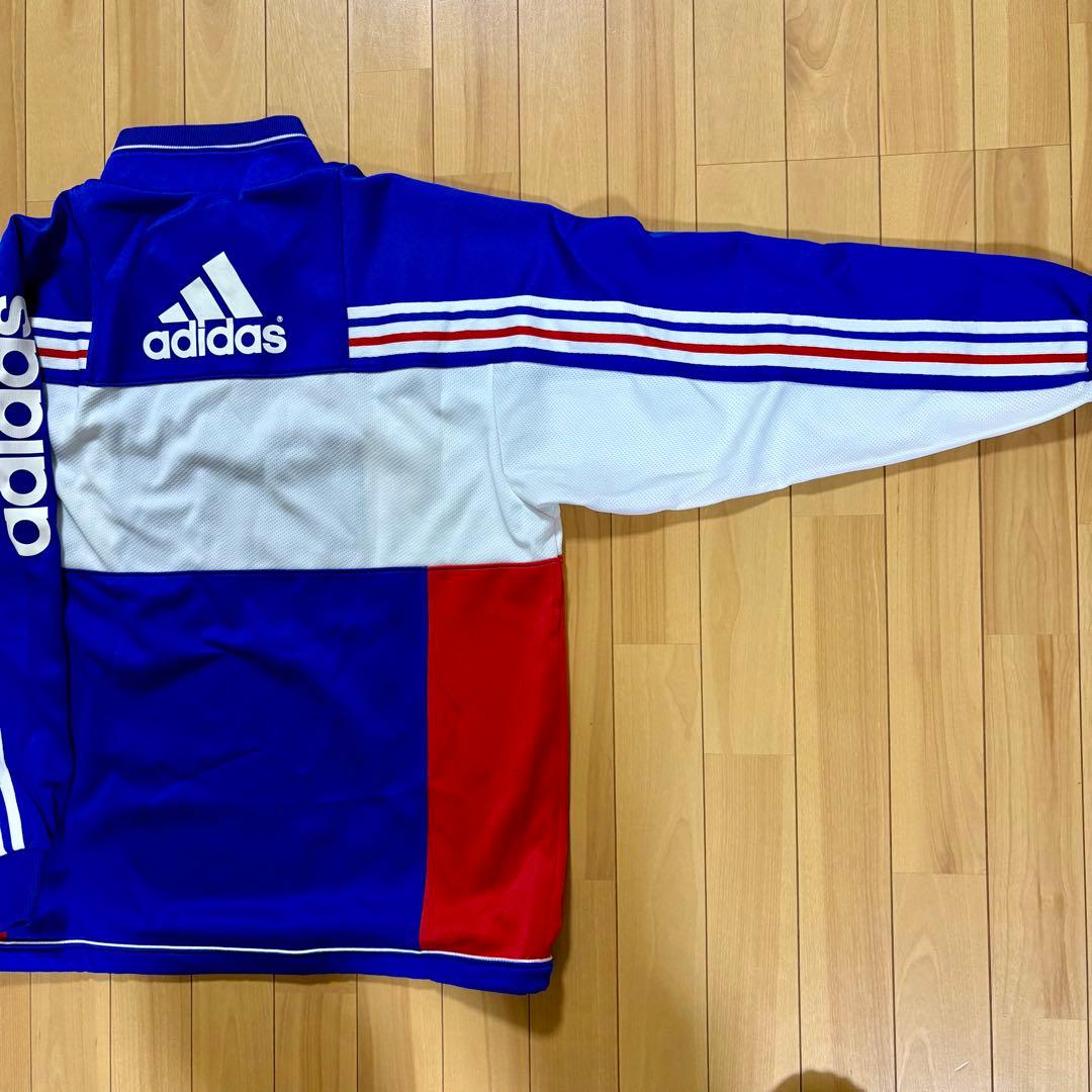 90's adidas ジャージ 青赤白トリコロールストライプ上下セット 日本製